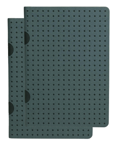 Grey on Black / Grey on Black (set of two) B7 Grid Notebooks