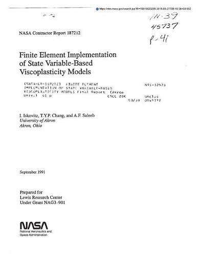 Finite Element Implementation of State Variable-Based Viscoplasticity Models