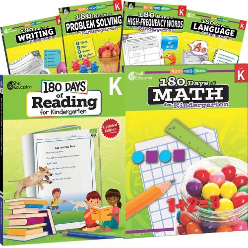 180 Days™: Reading, High-Frequency Words, Math, Problem Solving, Writing, & Language for Grade K: 6-Book Set