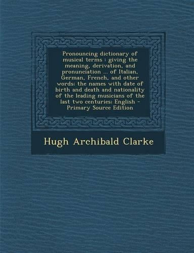 Pronouncing Dictionary of Musical Terms