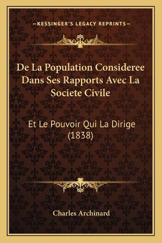 De La Population Consideree Dans Ses Rapports Avec La Societe Civile