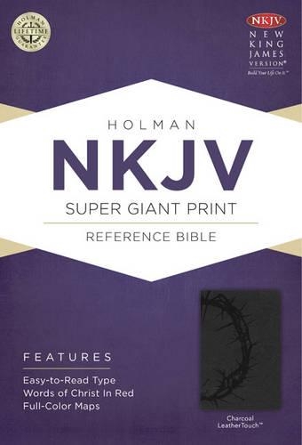 NKJV Super Giant Print Reference Bible, Charcoal LeatherTouch Indexed