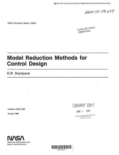 Model Reduction Methods for Control Design