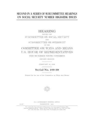 Second in a series of subcommittee hearings on social security number high-risk issues