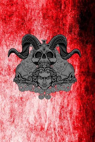 Gothic Notizbuch Dämonenschädel auf blutigem Hintergrund
