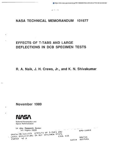 Effects of T-Tabs and Large Deflections in Dcb Specimen Tests