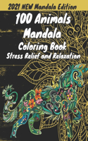 100 animal mandala coloring book for adults stress relief