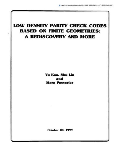 Low Density Parity Check Codes Based on Finite Geometries