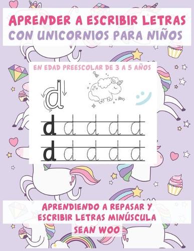 Aprender a escribir letras con unicornios para niños en edad preescolar de 3 a 5 años