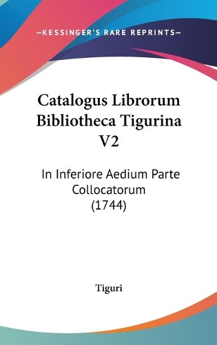 Catalogus Librorum Bibliotheca Tigurina V2