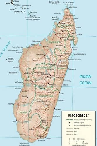 A Map of the African Nation Madagascar