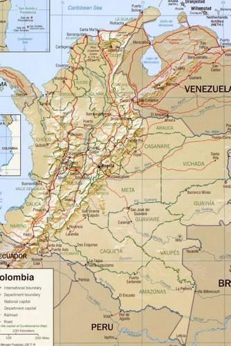 A Modern Map of the Nation of Colombia