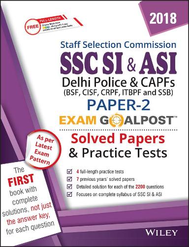 Wiley's Ssc Si & Asi Paper-2 Exam Goalpost Solved Papers and Practice Tests