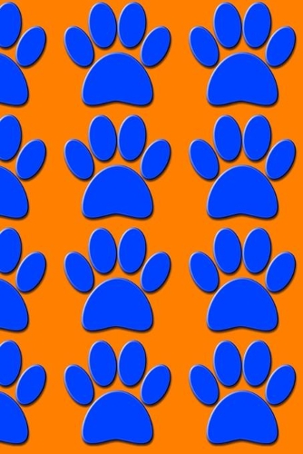 Blue Dog Paw Prints On Orange