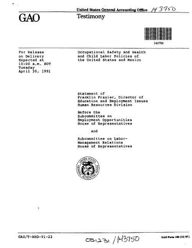 Occupational Safety and Health and Child Labor Policies of the United States and Mexico