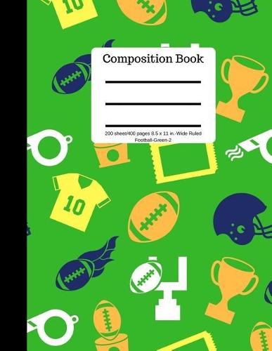 Composition Book 200 Sheet/400 Pages 8.5 X 11 In.-Wide Ruled-Football-Green-2