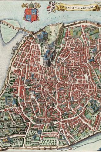 Antique 1663 Map of Avignon, France Journal
