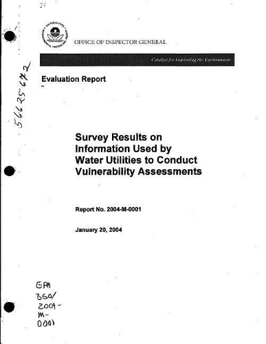 Survey Results on Information Used by Water Utilities to Conduct Vulnerability Assessments