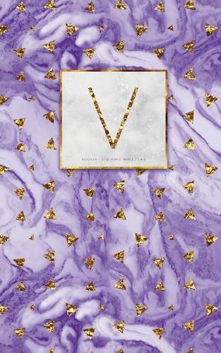 V - Gold Purple Marble Notebook 5 X 8