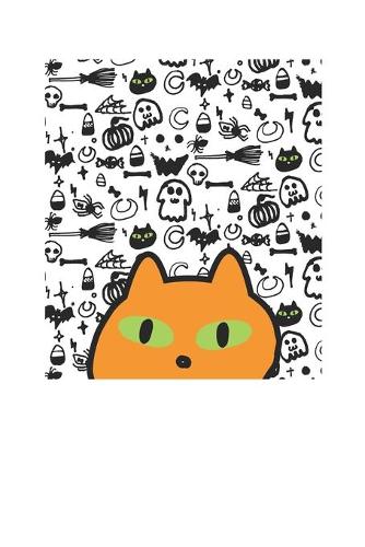 Cool Orange Cat Halloween Doodle 120 Page Notebook Lined Journal for Halloween Lovers