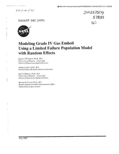 Modeling Grade IV Gas Emboli Using a Limited Failure Population Model with Random Effects