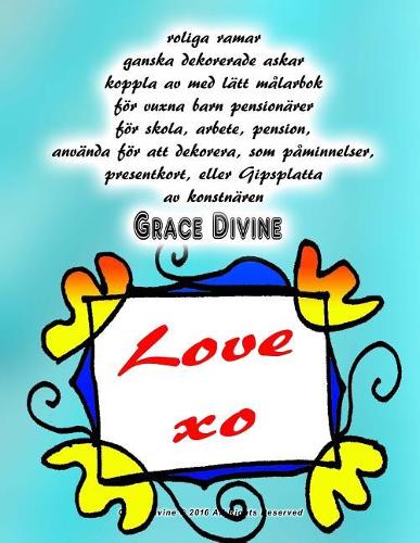 roliga ramar ganska dekorerade askar koppla av med lätt målarbok för vuxna barn pensionärer för skola, arbete, pension, använda för att dekorera, som påminnelser, presentkort, eller Gipsplatta av konstnären Grace Divine