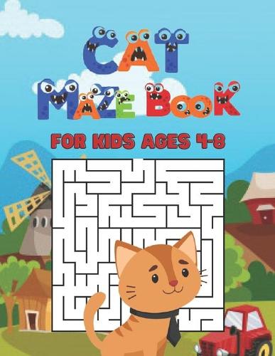 Cat Maze Book For Kids Ages 4-8