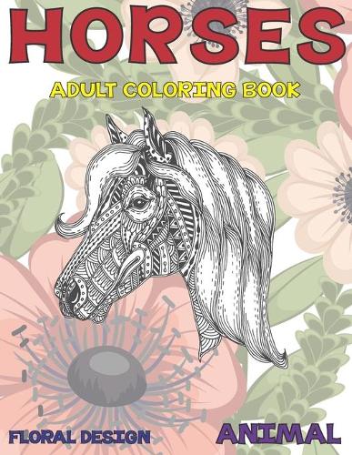 Adult Coloring Book Floral Design Animal - Horses