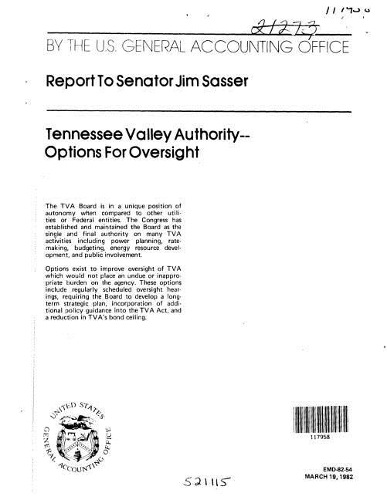 Tennessee Valley Authority--Options for Oversight