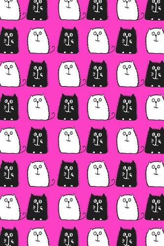 Journal Notebook For Cat Lovers Black and White Cats in a Row 7