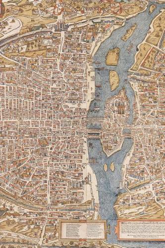 Antique 1550 Map of Paris, France Journal