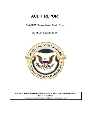 Audit of Nrc's Communications Security Program