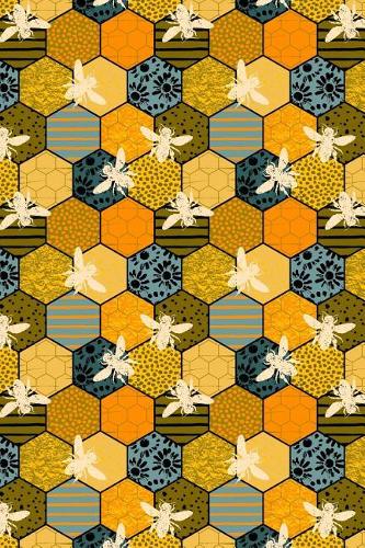 Journal Notebook Honey Bees Pattern 4