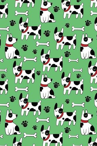 Bullet Journal Notebook Dogs and Bones Pattern on Green