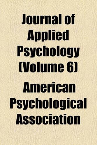 Journal of Applied Psychology Volume 6