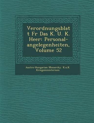 Verordnungsblatt Fur Das K. U. K. Heer