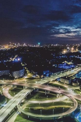 Aerial View of Riga Latvia at Night Journal
