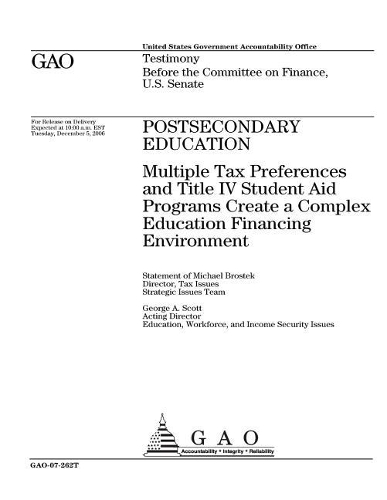 Gao-07-262t Postsecondary Education