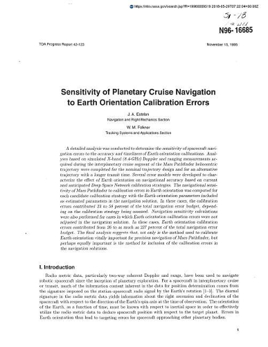 Sensitivity of Planetary Cruise Navigation to Earth Orientation Calibration Errors