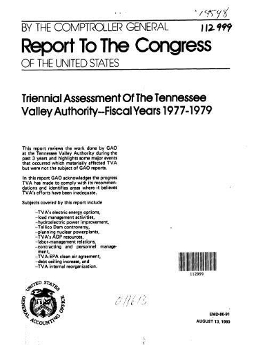 Triennial Assessment of the Tennessee Valley Authority--Fiscal Years 1977-1979