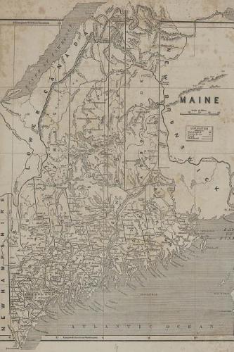 Antique Map of Maine in 1842 Journal