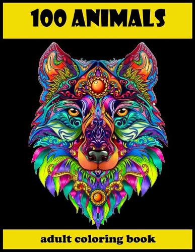 100 animals adult coloring book