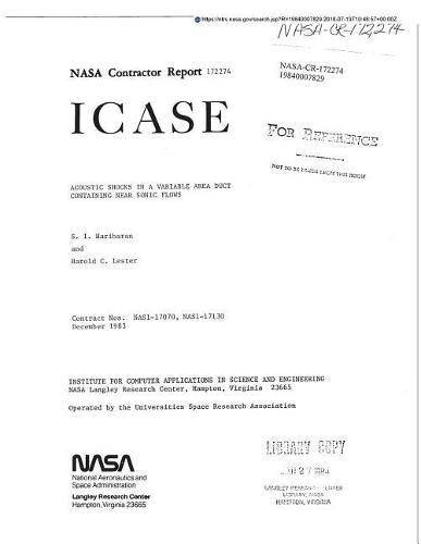 Acoustic Shocks in a Variable Area Duct Containing Near Sonic Flows