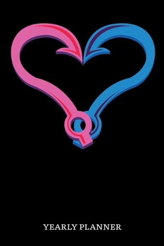 Yearly Planner: Heart Fishing Fish Anglin Fisherman Yearly Planner 2020 Daily Weekly Monthly Academic Planner & Organizer To Do's And Goals Calendar Class Shedule F