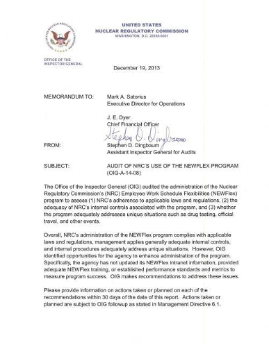 Audit of Nrc's Use of the Newflex Program