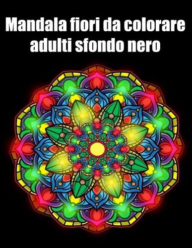Mandala fiori da colorare adulti sfondo nero