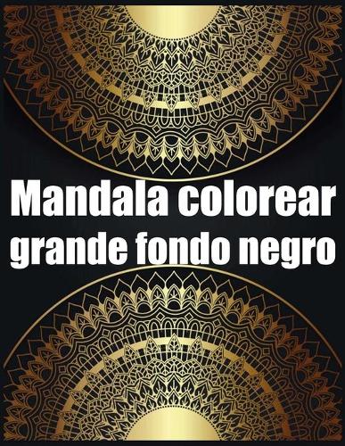 Mandala colorear grande fondo negro
