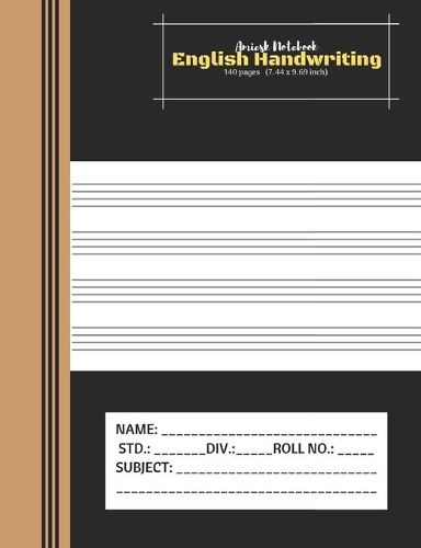 Amiesk Notebook - English Handwriting Notebook - 140 pages (7.44 x 9.69 inch)