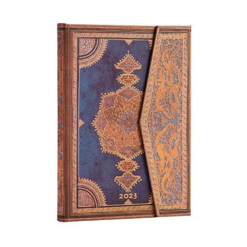 Safavid Indigo (Safavid Binding Art) Midi Vertical Dayplanner 2023 (Wrap Closure)