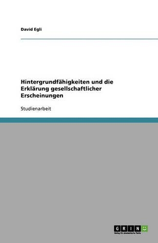Hintergrundfähigkeiten und die Erklärung gesellschaftlicher Erscheinungen